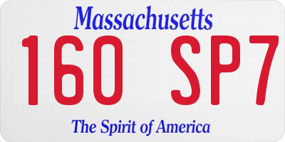 MA license plate 160SP7