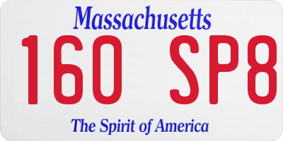 MA license plate 160SP8