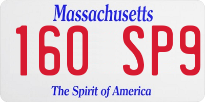 MA license plate 160SP9