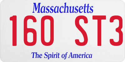 MA license plate 160ST3