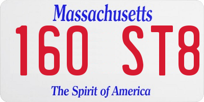 MA license plate 160ST8
