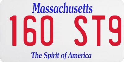 MA license plate 160ST9