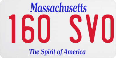 MA license plate 160SV0