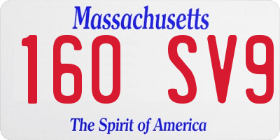 MA license plate 160SV9