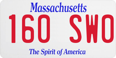 MA license plate 160SW0