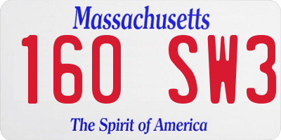 MA license plate 160SW3