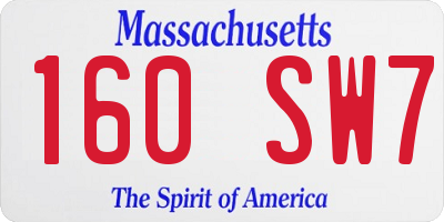 MA license plate 160SW7