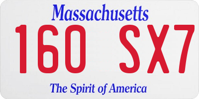 MA license plate 160SX7