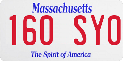 MA license plate 160SY0