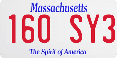 MA license plate 160SY3
