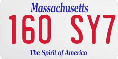 MA license plate 160SY7