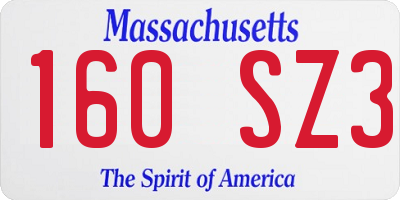 MA license plate 160SZ3