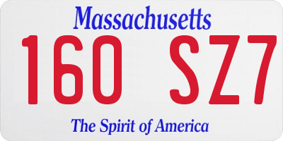 MA license plate 160SZ7