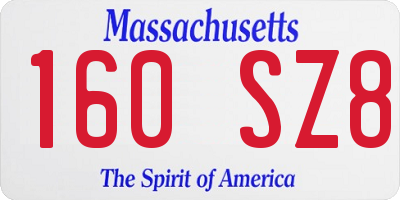 MA license plate 160SZ8
