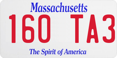 MA license plate 160TA3