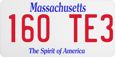 MA license plate 160TE3
