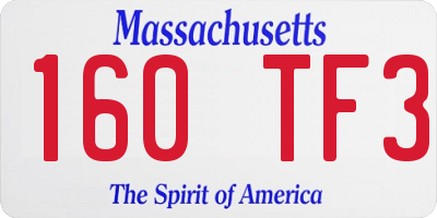 MA license plate 160TF3