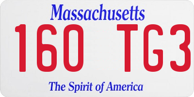 MA license plate 160TG3