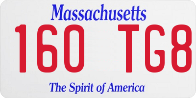 MA license plate 160TG8