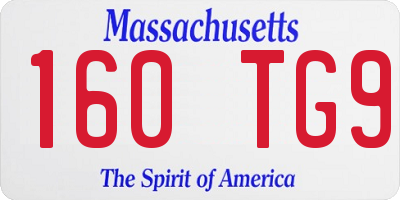 MA license plate 160TG9