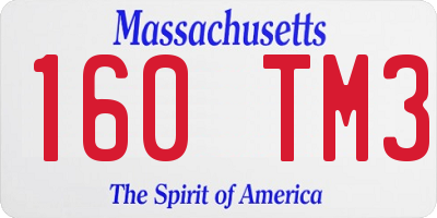 MA license plate 160TM3