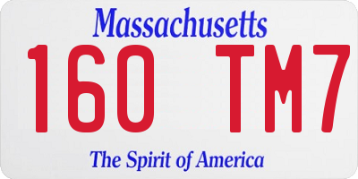 MA license plate 160TM7