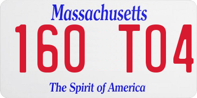 MA license plate 160TO4