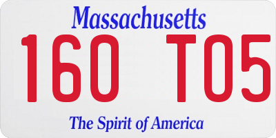 MA license plate 160TO5