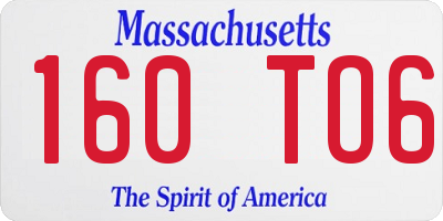 MA license plate 160TO6