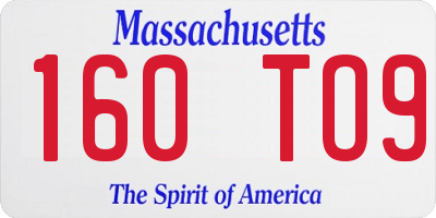 MA license plate 160TO9