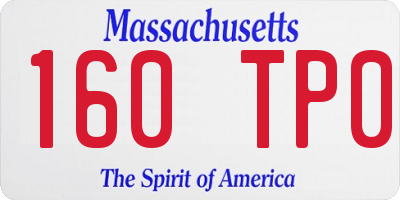 MA license plate 160TP0