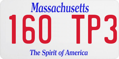 MA license plate 160TP3