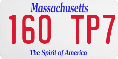 MA license plate 160TP7