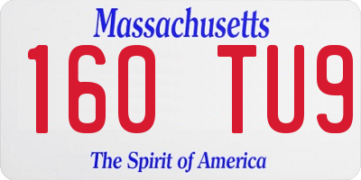MA license plate 160TU9