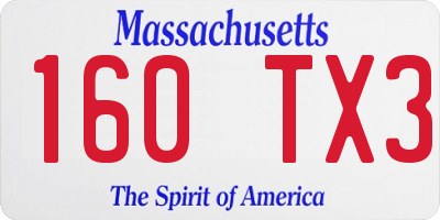 MA license plate 160TX3