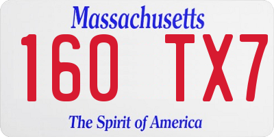 MA license plate 160TX7