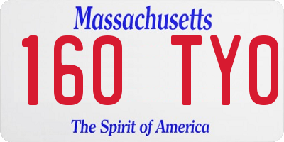 MA license plate 160TY0