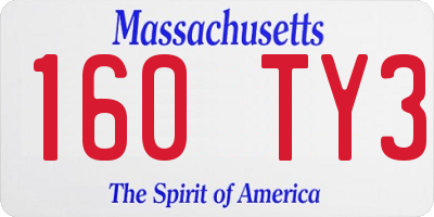 MA license plate 160TY3