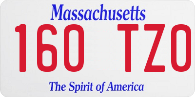 MA license plate 160TZ0