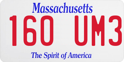 MA license plate 160UM3