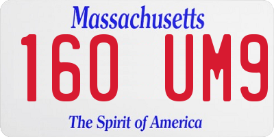 MA license plate 160UM9