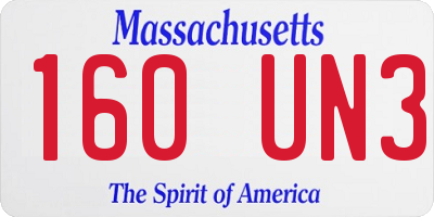 MA license plate 160UN3
