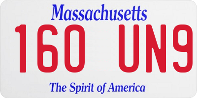 MA license plate 160UN9