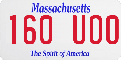 MA license plate 160UO0