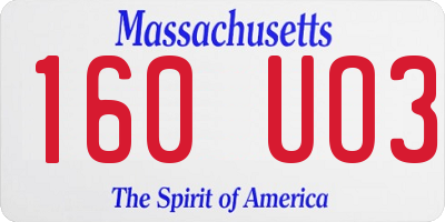 MA license plate 160UO3