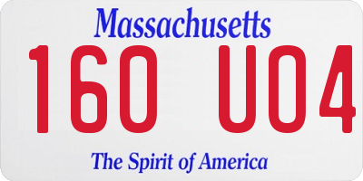 MA license plate 160UO4
