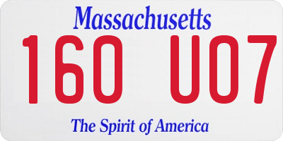 MA license plate 160UO7