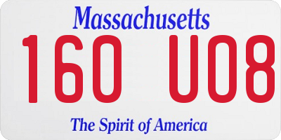 MA license plate 160UO8