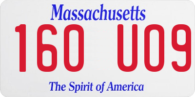 MA license plate 160UO9
