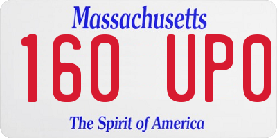 MA license plate 160UP0